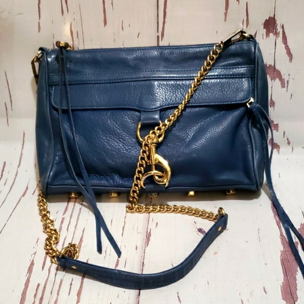 Rebecca Minkkoff MAC Sate Blue With Gold Hardwere Crossbody Bag